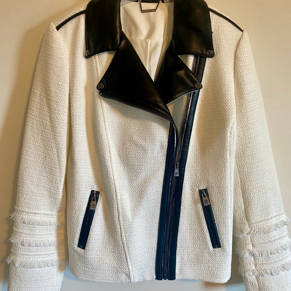 Faux leather trimmed Moto Jacket